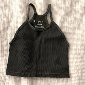 Free People high neck spandex top in dark green - size m/l